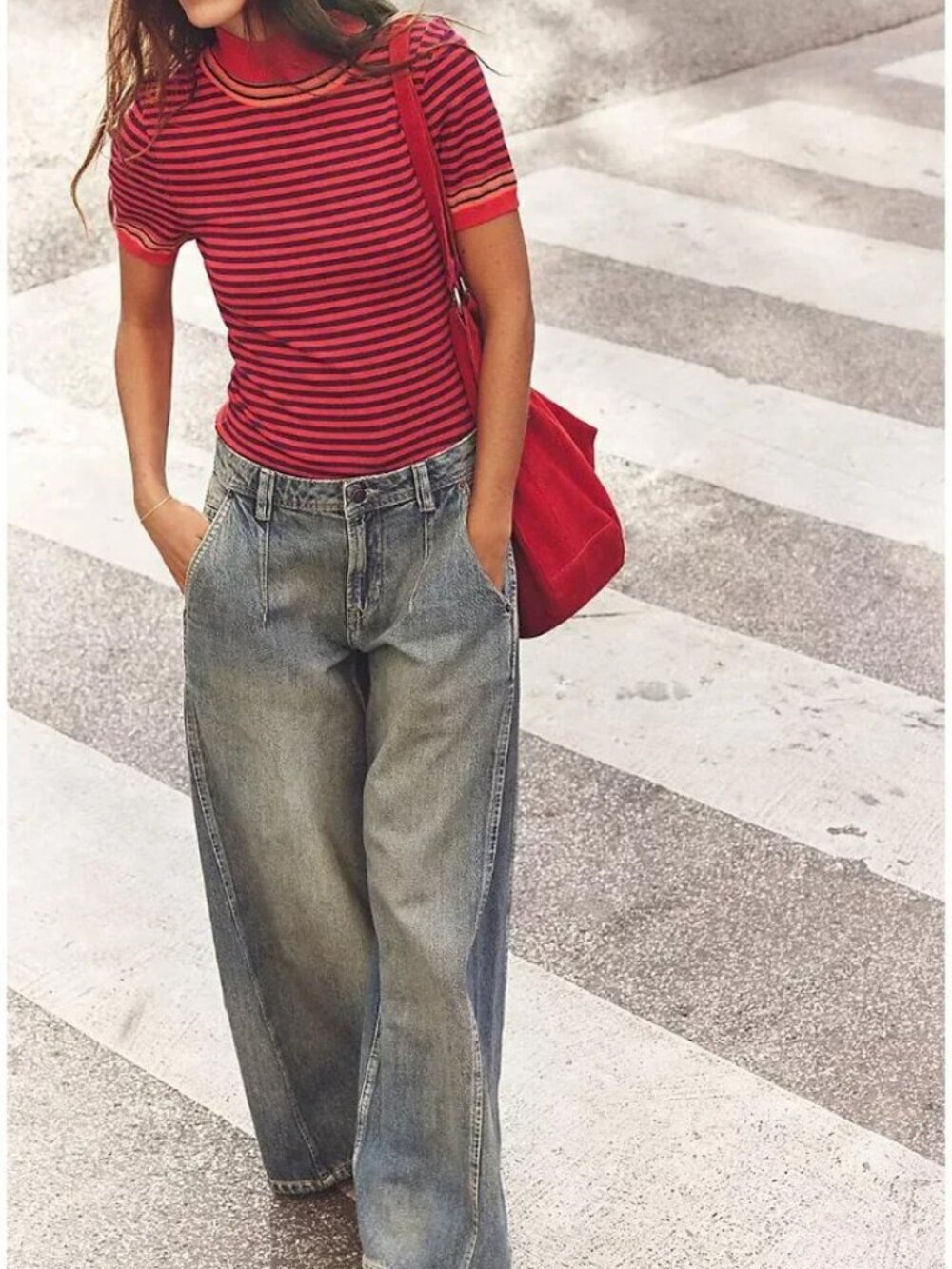 Free People We The Free Block Party Pleated Boyfriend Jeans 30 NWT - Picture 6 of 16